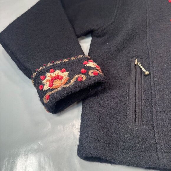Icelandic Designs Wool Embroidered Jacket Women Floral Cottagecore Full Zip - Picture 8 of 16